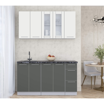 Готовая кухня ПЛАСТИК 1,5Б (Зефирный/ Шторм)